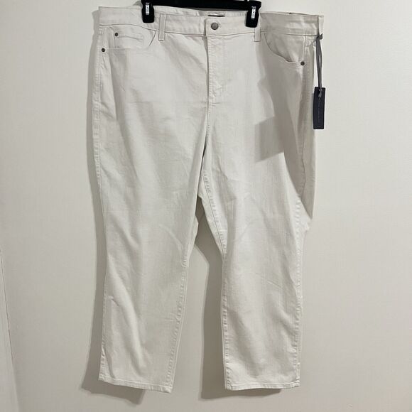 NYDJ IRA Relaxed Ankle Jeans Size 24W Plus White Crop Denim Stretch - Picture 1 of 9